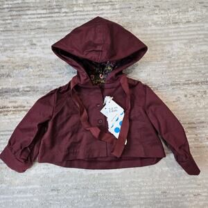 NWT Tia Cibani Bonnet Billow‎ Jacket Crop Floral Red Riding Hood Berry Size 2